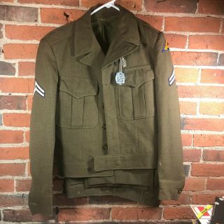 Wwii Ike Jacket W/ Pants U.  S.  7th Army Division Size 34r Top / W33 L31 Trousers