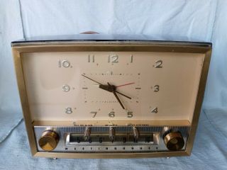 Vintage 1950s Westinghouse Clock/radio Model H475t5.  Black And Gold.