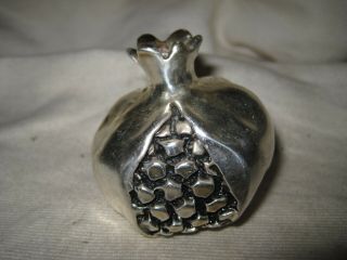 Silver Overlay Pomegranate Paperweight Figurine Weighted Marked 999 2in Tall