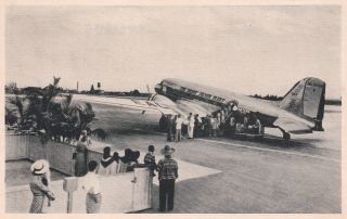 Eastern Air Lines Dc - 3 Silverliner At Miami 1940s Airline - Issue Postcard