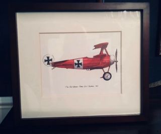 Framed Pottery Barn Vintage Airplane Pictures (4) Red Baron
