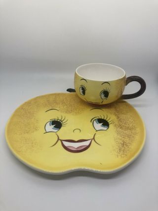Py Lemon Snack Plate And Cup.  Norcrest Japan.  Anthropomorphic.  Kitsch.