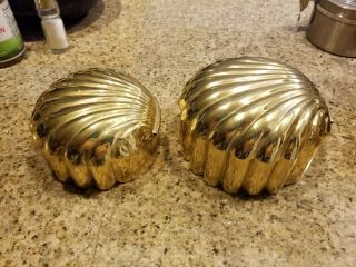 Set of 2 Nesting Hinged Clam Shell Brass Boxes Vintage Mid Century Modern 6 
