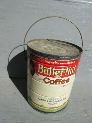 Butter - Nut Coffee Empty 5 Lb.  Can Roasted By Paxton Gallagher Co Omaha,  Ne