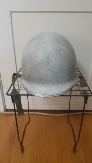 Us Navy Gray Painted M1 Helmet Shell Front Seam Swivel Bale Wwii Korea Vietnam