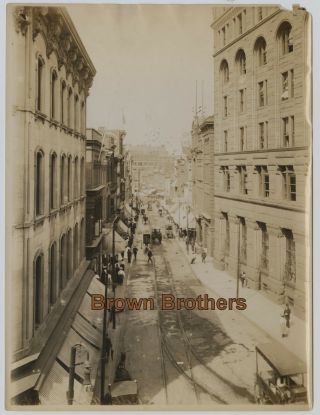 Vintage 1900s York City Street Scene Awnings Tracks & Skyscrapers Photos (2)