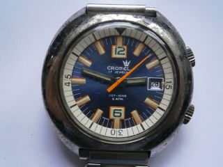 Vintage Gents Divers Style Wristwatch Cronel Mechanical Spares Swiss
