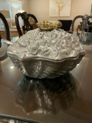 Arthur Court Clam Shell Sea Life Soup Tureen/ Serving Dish With Ladle