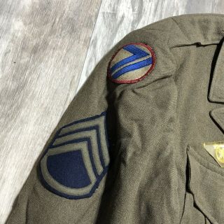 WW2 US ARMY ETO Ike Jacket with Shirt Medal Ribbons SSGT 40R Engineer 3