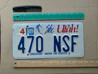License Plate,  Utah,  2005 Hologram,  Ski Gr8est Snow On Earth,  Passenger,  470 Nsf