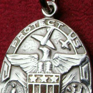 Rare Wwii Army Air Corps Eagle Miraculous Medal Sterling Catholic Scapular Charm