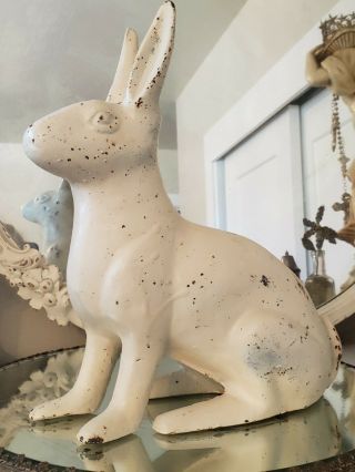 Oh Vintage Life Size Cast Iron Rabbit Bunny Doorstop Garden Decor Hubley