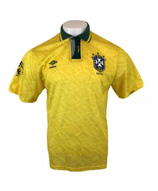 Vintage Brazil Football Shirt 1991 / 1992 / 1993 Umbro Retro Sz Large Mens