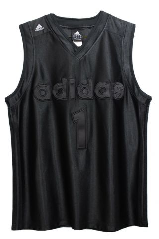 Rare Vintage 2002 Adidas Mens Size Medium All - Black 1 Basketball Jersey Nba