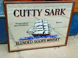 Vintage Cutty Sark Blended Scots Whisky Pub Mirror / Advertising Mirror