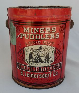 Vintage Miners And Puddlers Long Cut Smoking Tobacco Tin