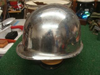 Ww2 Front Seam Parade Dress Chromed M - 1 Helmet Fixed Bales With Heat Stamp 729a