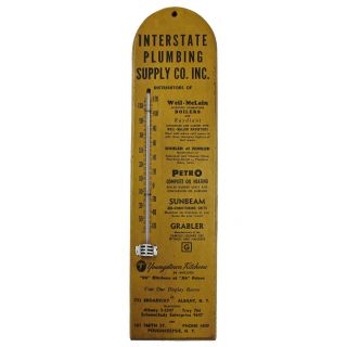 Vintage Plumbing Supply Poughkeepsie N.  Y.  Advertising Thermometer