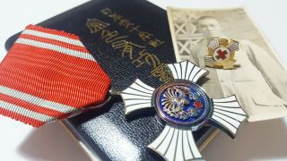 Japanese Red Cross Gold Merit Enameled Badge With Embossed Case Of Issue