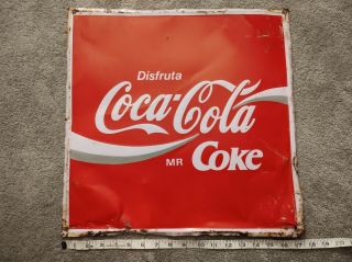Vintage Coca Cola Sign Tin Sign Advertising Spanish Coke Sign 1971