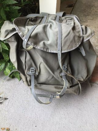 Vintage Bergans Of Norway Canvas Leather Backpack Rucksack Frame Pack