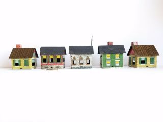 Group 5 Vintage 1914 West Bros Tin Houses Church Candy Containers 2