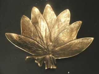 Virginia Metalcrafters Monticello Sage Cluster Leaf Brass Tray 3 - 49 Vintage