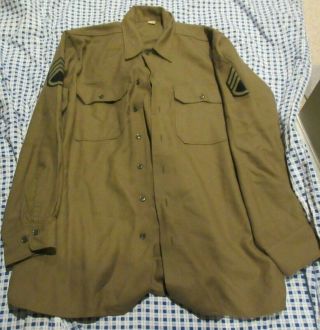 Us Army Ww2 Wool Flannel Shirt 1945 Size 17 X 35