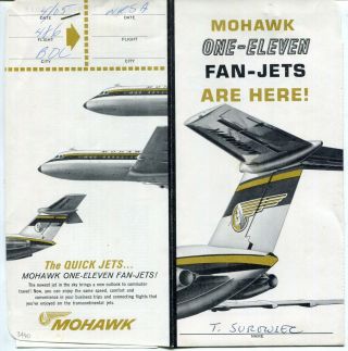 Mohawk Airlines 1966 Ticket W/jacket: Bac 1 - 11 Cover