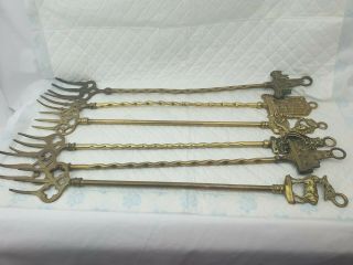 Vintage Brass 6× Toasting Forks Bundle