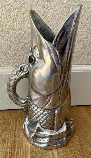 Vintage Arthur Court Designs Aluminum Fish Shaped Water Pitcher / Vase 1978 Nr