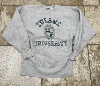 Vintage Champion Reverse Weave Tulane University Crewneck Sweatshirt Size Medium