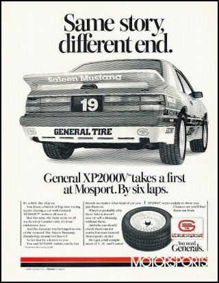 1986 Saleen Ford Mustang General Tire Advertisement Print Art Car Ad J956a