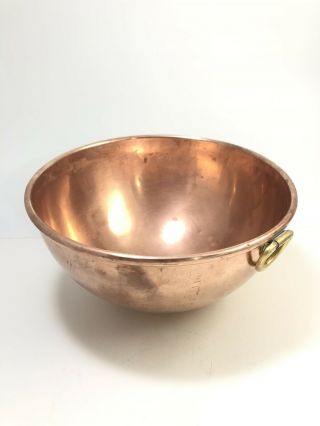 Vintage Rolled Edge Solid Copper Bowl With Brass Ring - 8 1/4 " Diameter