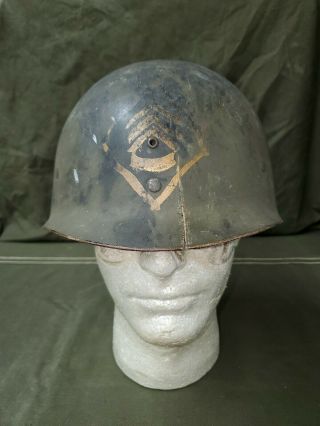 Wwii Us Army Westinghouse Helmet Liner With Crude Rank On Front