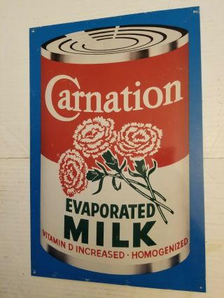 Vintage Carnation Milk Metal Sign.