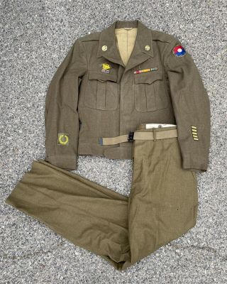 Wwii Uniform Ike Jacket And Pants Uniform 9th Division Infantry Ww2 Patched Belt
