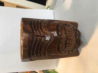 Vintage Hand Carved Wood Hawaii Tiki Face Koa/monkey Pod Wood Mug