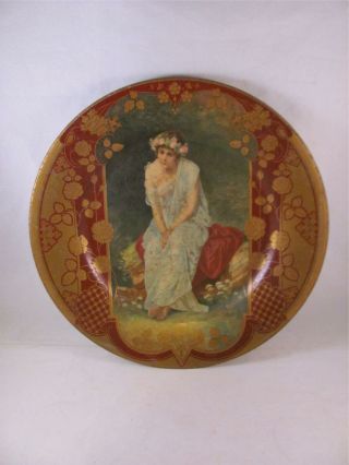 Antique Tin Litho Vienna Art Portrait Plate Royal Saxony 103 In - Gedanken 10 "
