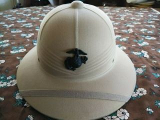 Vintage Usmc Sun Hat Pith Helmet Military Issue Safari.  Dsa - 100 - 2102