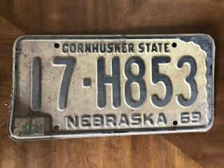 Vintage 1969 York County Nebraska Cornhusker State License Plate 17 - H853