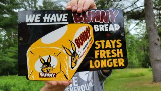 Old Vintage Bunny Bread Porcelain Advertising Metal Sign Food Advertisement
