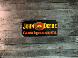 Vintage Porcelain John Deere Farm Implements Gas And Oil Sign