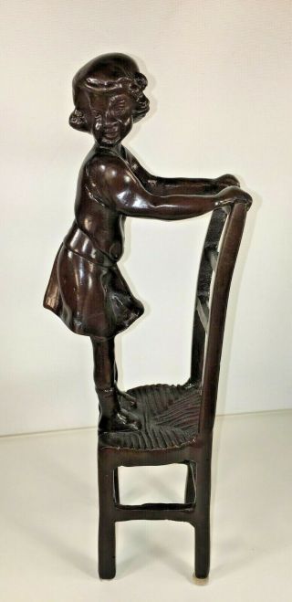 Maitland Smith Vintage Patina Brass Young Girl On A Chair