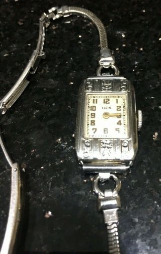 Vintage Elgin Art Deco Ladies 10k Gold Filled Wrist Watch - 7 Jewels - Running