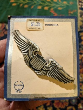 Wwii Us Gemsco Army Air Force Pilot Wings On Card