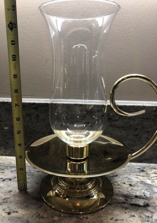 Baldwin Colonial Williamsburg Brass Candle Holder With Glass Hurricane Globe Usa