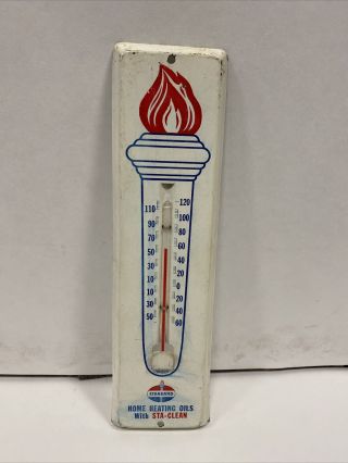 Vintage Standard Oil Sta - Metal Advertising Thermometer