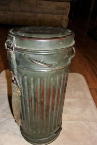 Ww2 German Wehrmacht Gas Mask Cannister Container And Post - War Mask