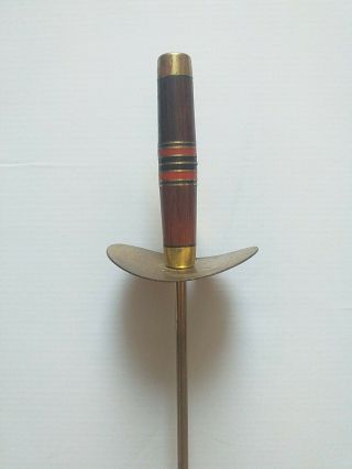 Unusual Vintage Sword Style Brass And Wood Handled Poker/fork (54cm)